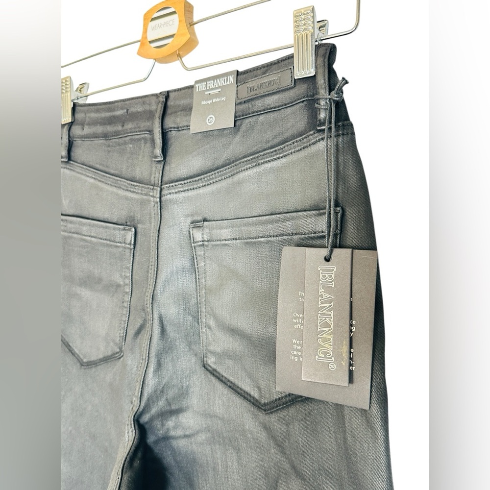 blankNYC Coated Black Franklin Wide Leg High Waisted Spartacus Jeans - Picture 6 of 14